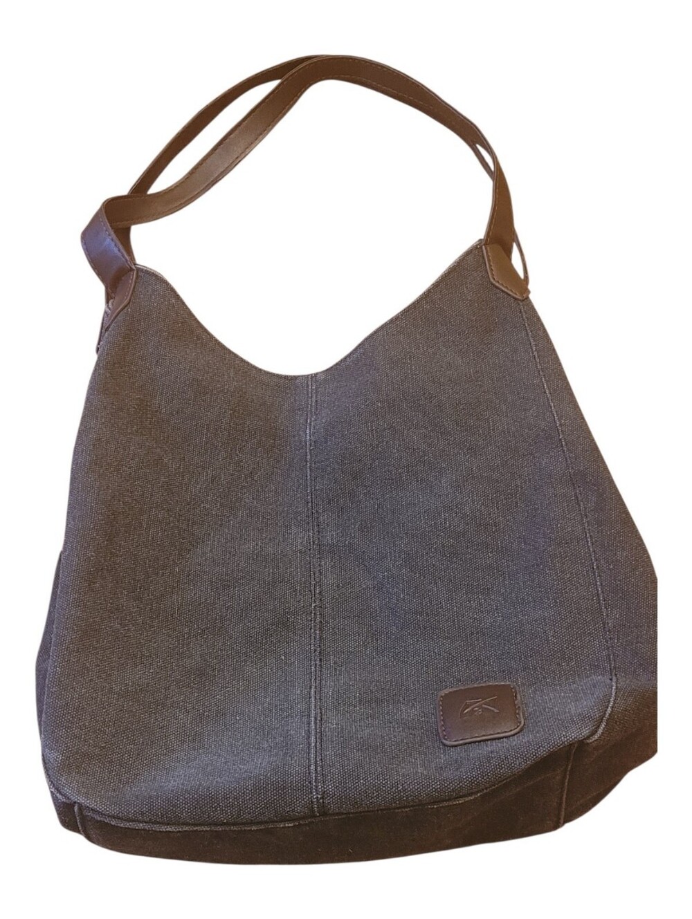 Grey Canvas Shoulder Tote Bag